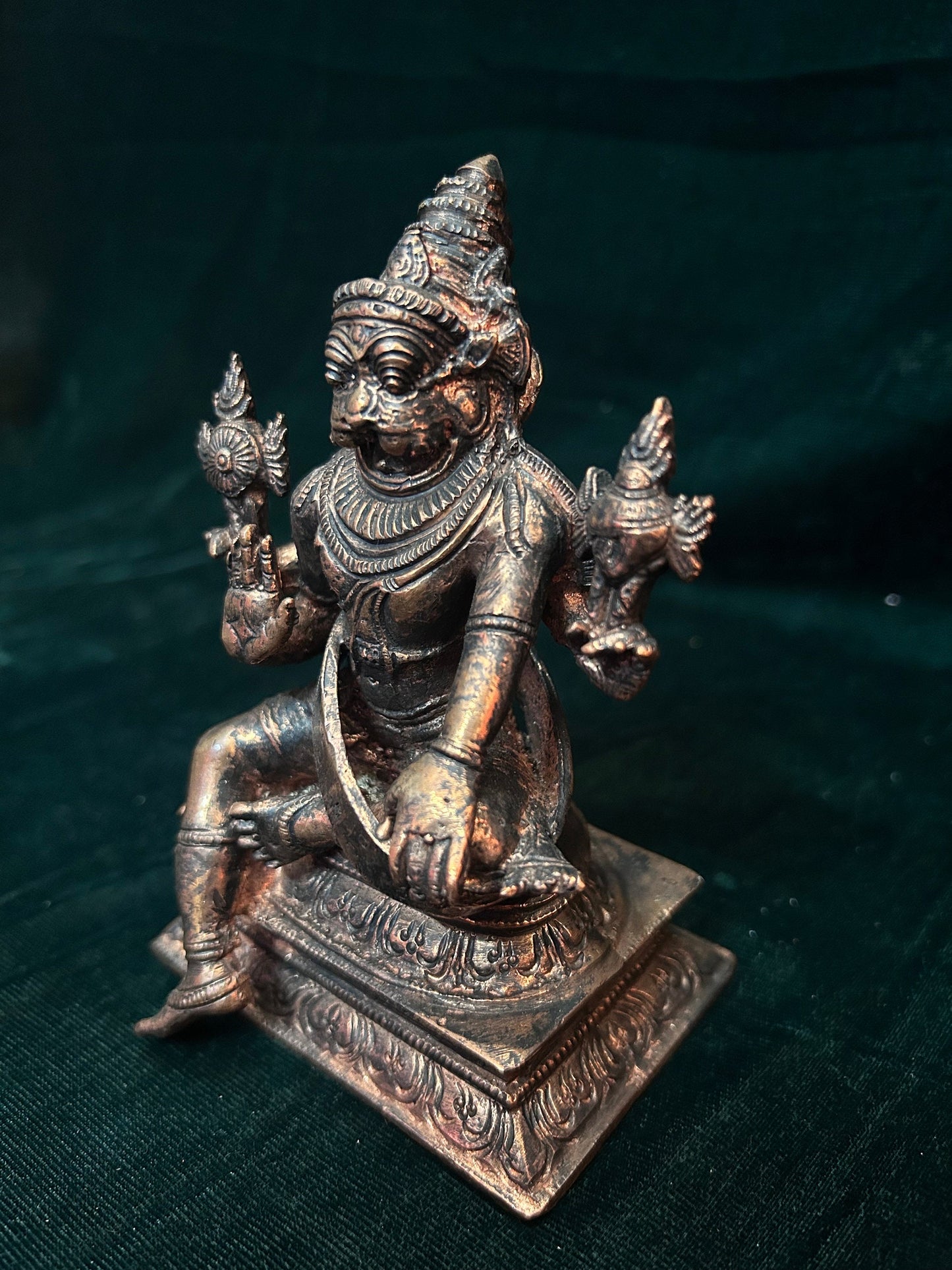 Prasiddh copper idols present copper antique polished idol of yoga patta Narasimha Swamy / yoga patu naraishma