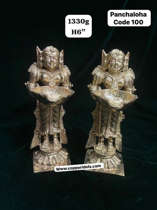 Prasiddh copper idols presents Copper idol of panchaloha idol of deepalskhmi / paavai villaku traditional