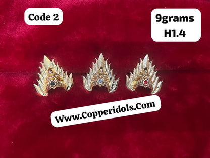 Prasiddh copper idols presents panchaloha gold plated yellama kirita / crown set of 5 pcs