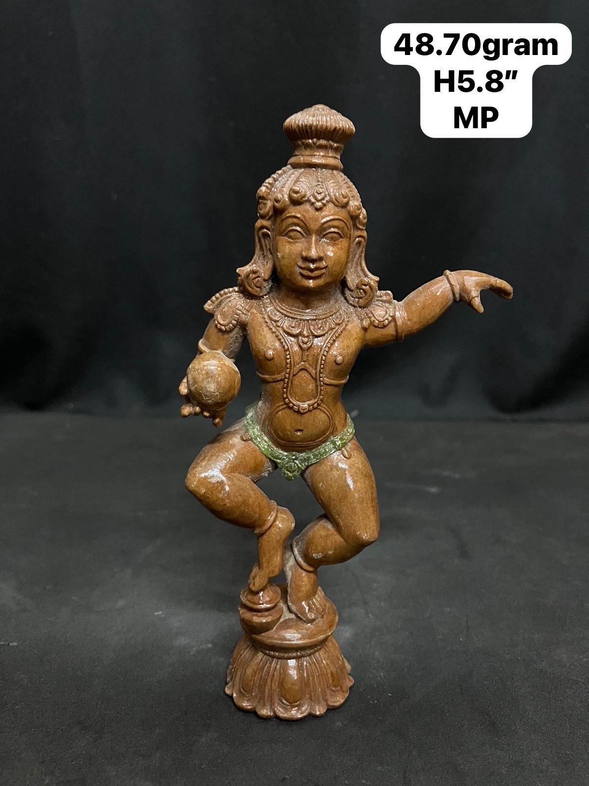 White teak made bala narthana krishna idol