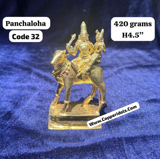 prasiddh copper idols present panchaloha idol of pradosha murthy / umamaheshwara with nandi / shiva parvati with nandi