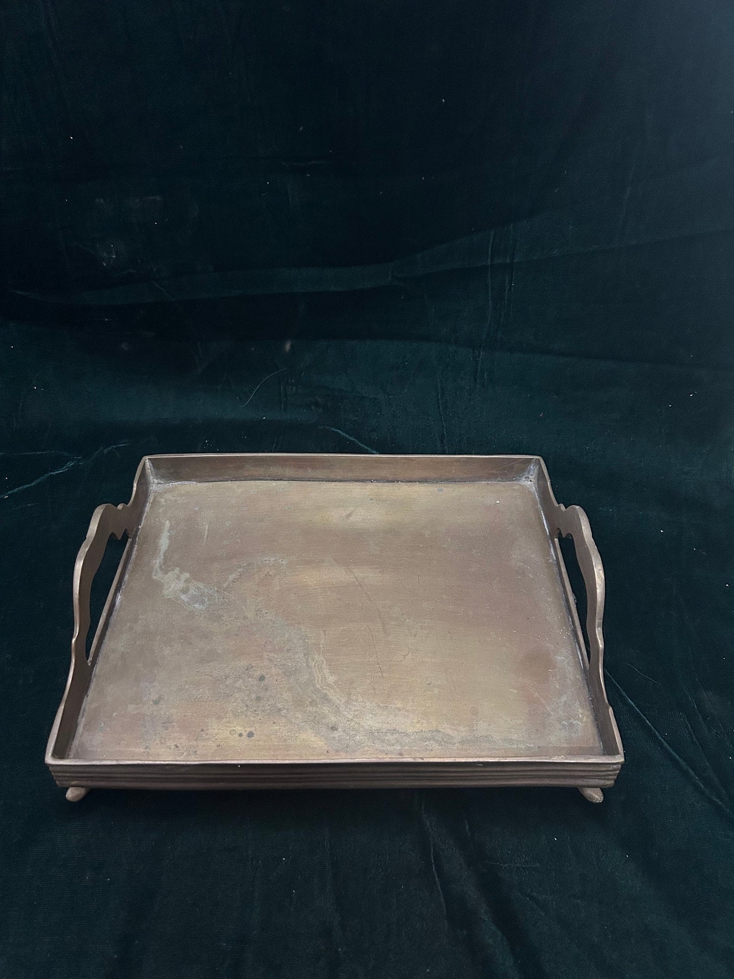 Vintage bronze cast heavy gauge tray