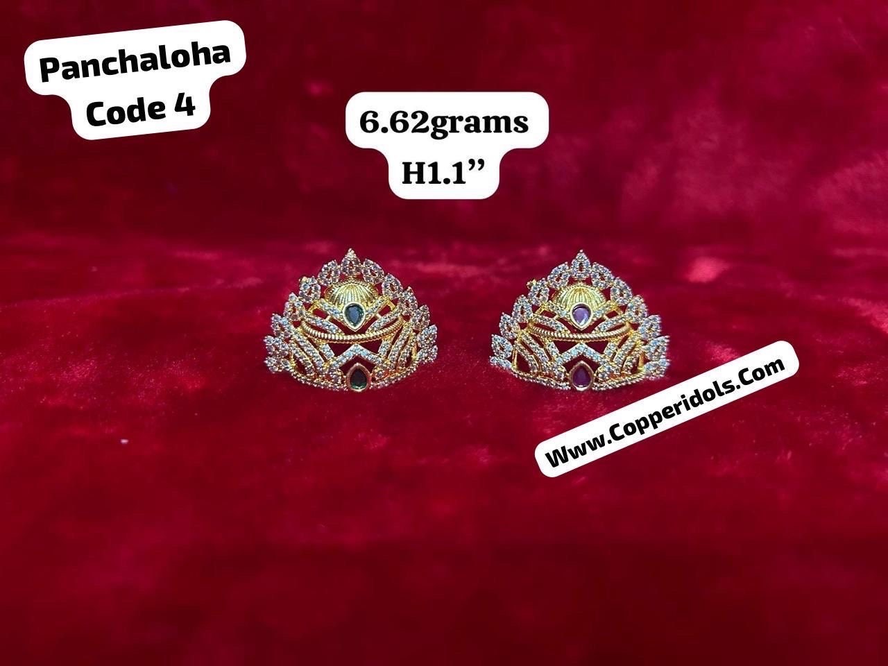 Panchaloha made gem stones studded kiritam/ kirita / crown for god idols (set of 2)