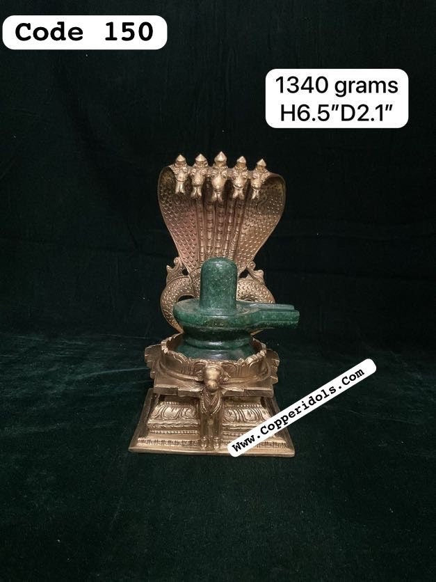 Naaga Nandi Peeta with copper yoni linga peeta with green aventurine linga