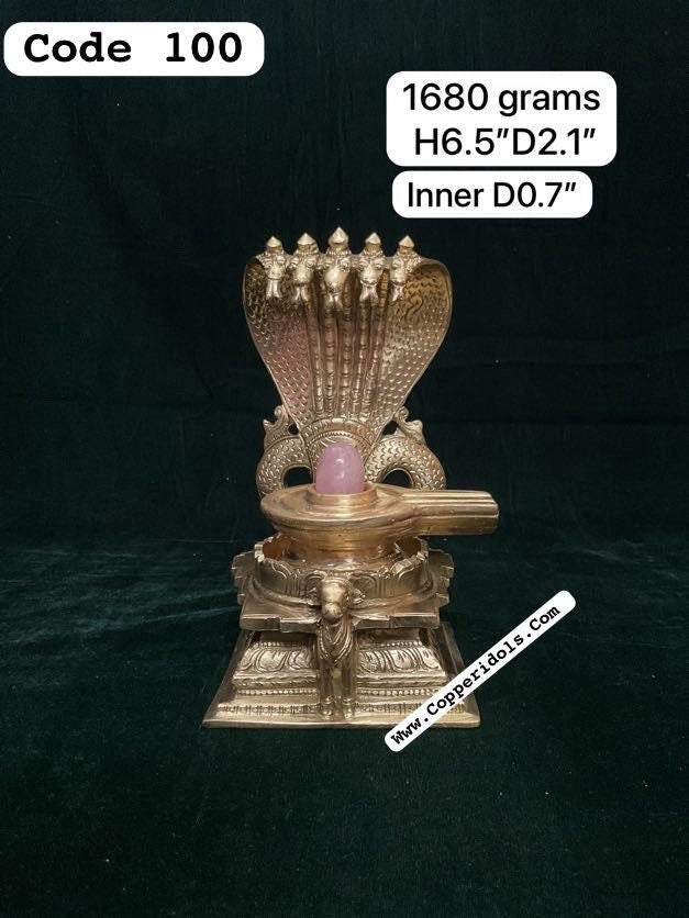 Naaga Nandi Peeta with copper yoni linga peeta (rose quartz linga)