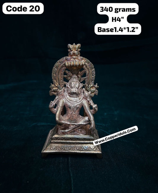 Copper made yoga narasimha swamy with peeta prabhavali