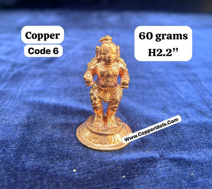 copper made minature doubble hand butter ball krishna