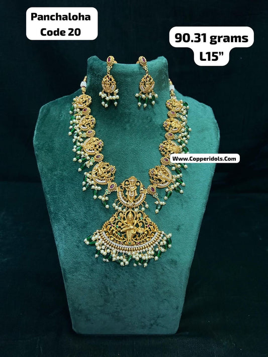 Panchaloha made gold polished grand dashavatara necklace/ haram