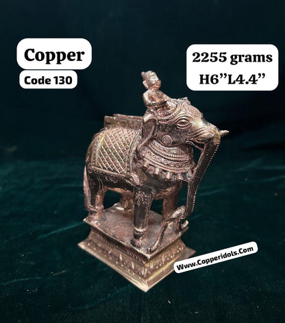 Copper made Gaja vahana with rider/ Indradeva with Ayravata