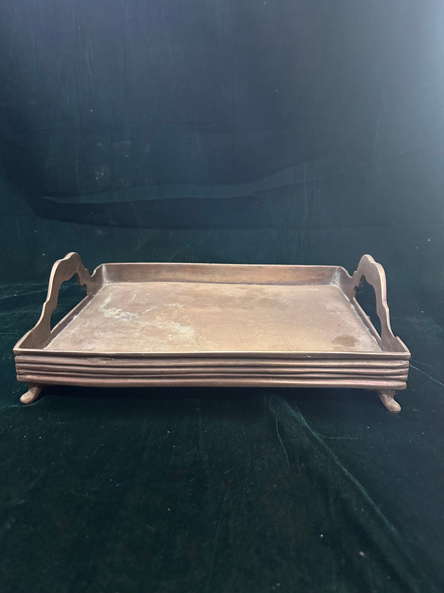 Vintage bronze cast heavy gauge tray