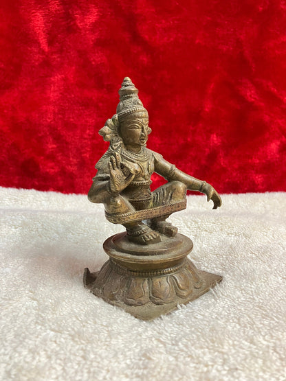 Vintage bronze idol of ayyappa swamy / ayyanar / dharmashasta