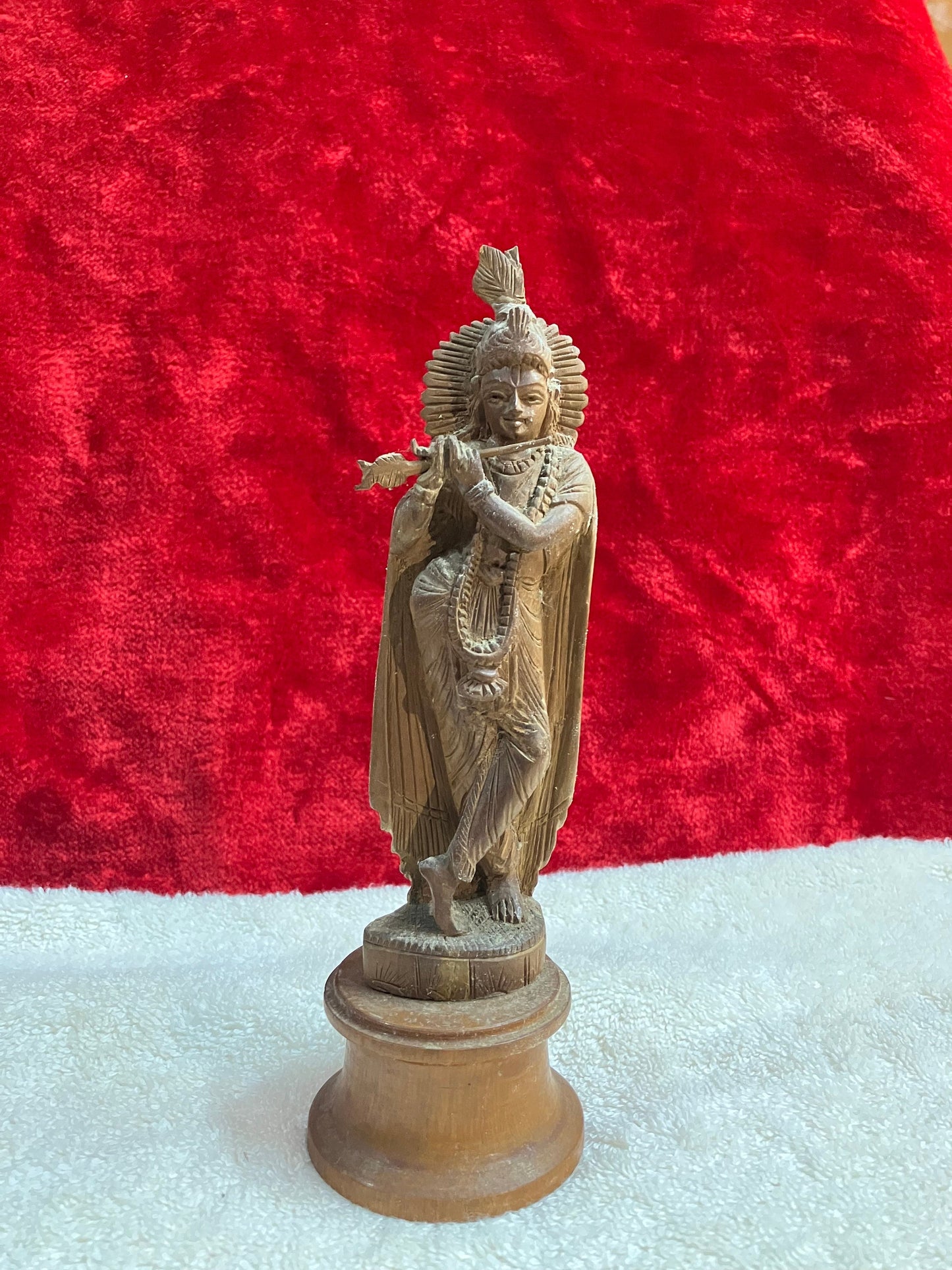 vintage sandalwood krishna figurine