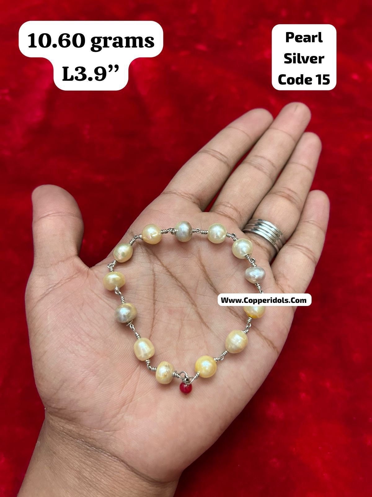 Silver made natural pearl Mala