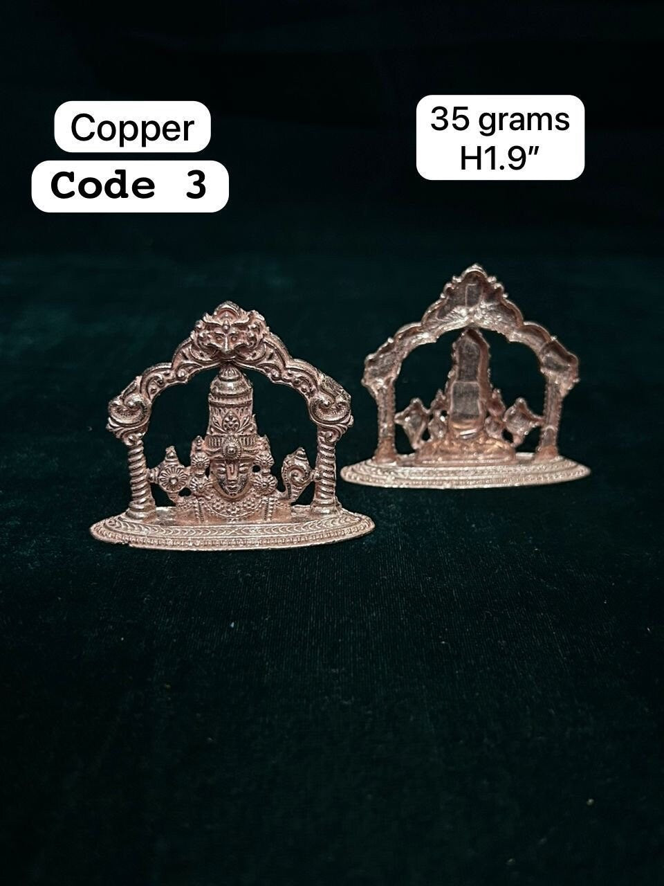 Copper made 2d model Tirupati Balaji/ Venkateshwara swamy