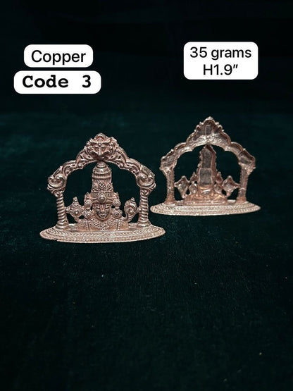 Copper made 2d model Tirupati Balaji/ Venkateshwara swamy