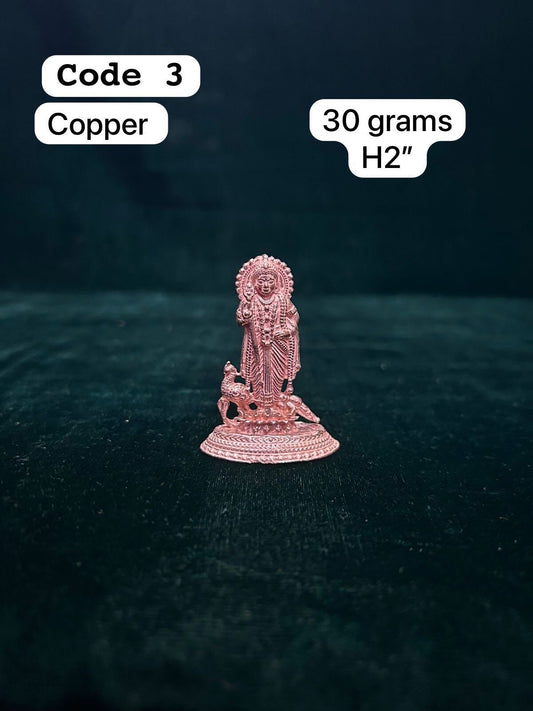 Copper made miniature idol of subramanya / murugan / karthikeya swamy