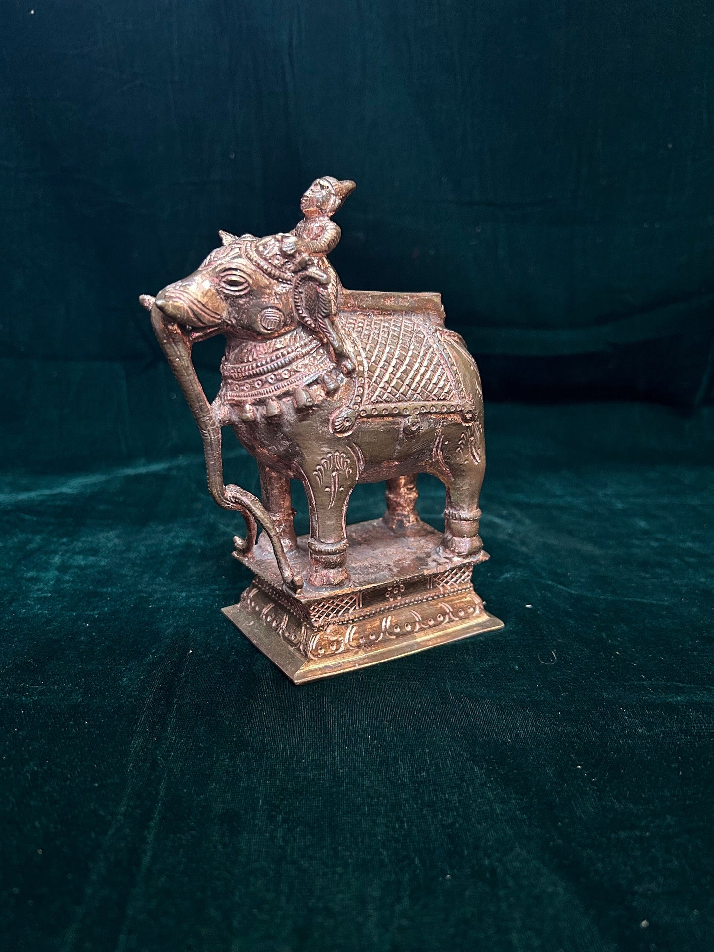 Copper made Gaja vahana with rider/ Indradeva with Ayravata