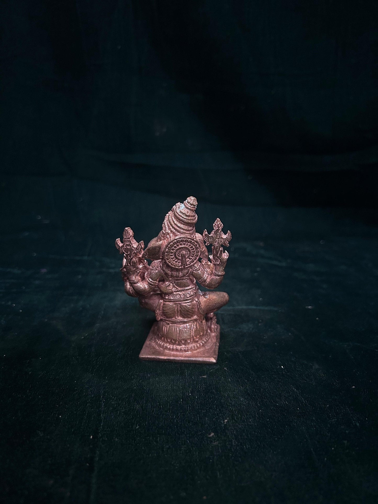 copper casted idol of chaturbuja ganesha / shakti ganesha