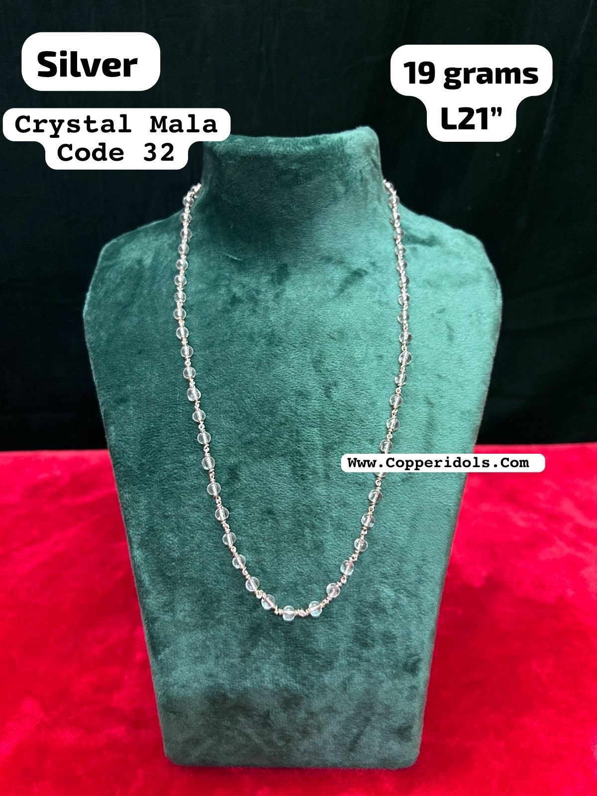 Silver made spatika mala/ crystal mala