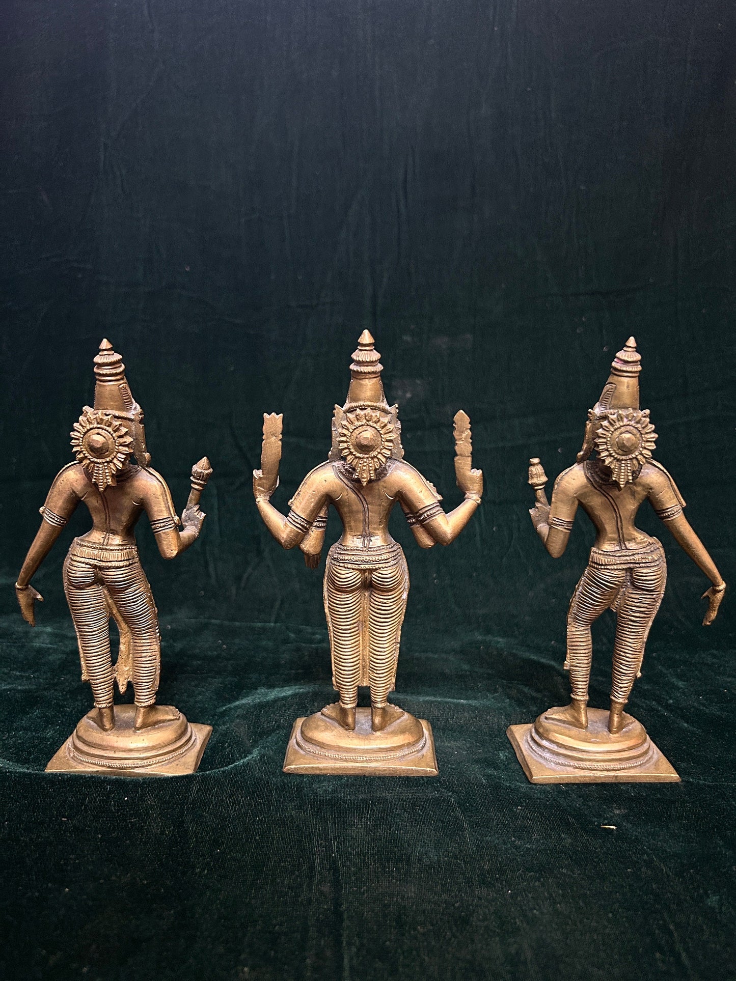 Vintage bronze cast subramanya swamy with valli and devasena