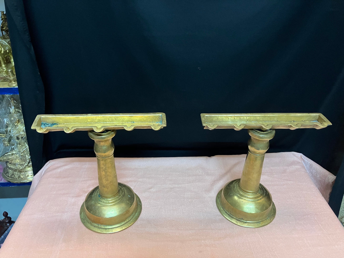 Vintage bronze made kerala style boat lamps/ 5 faced boat lamps/ panchamukha deepa/ pillar lamp