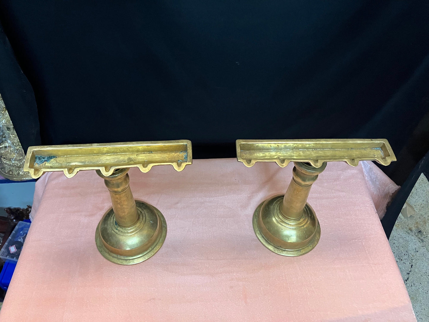 Vintage bronze made kerala style boat lamps/ 5 faced boat lamps/ panchamukha deepa/ pillar lamp