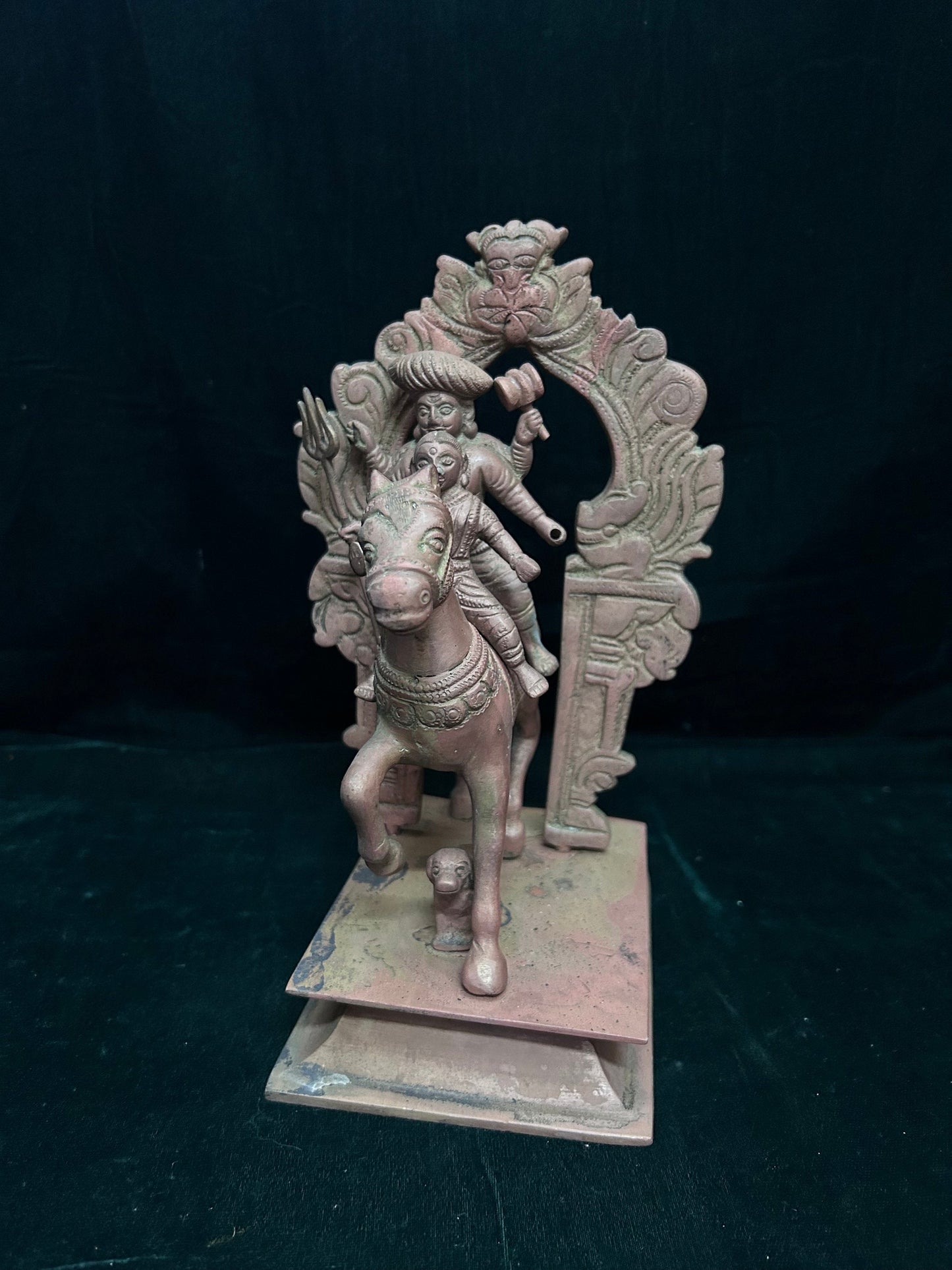 Vintage brass cast Mylaralingeshwara with parvathi/ Marthanda Bhairava with Bhairavi