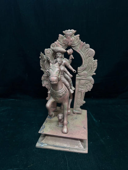 Vintage brass cast Mylaralingeshwara with parvathi/ Marthanda Bhairava with Bhairavi