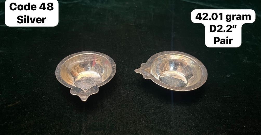 Silver handcrafted deepas set of 2, votive lamps, traditional silver lamps