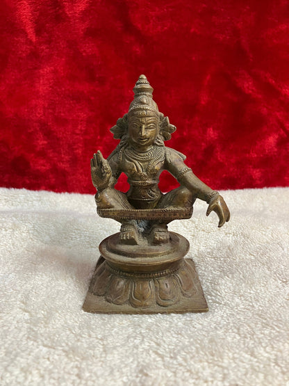 Vintage bronze idol of ayyappa swamy / ayyanar / dharmashasta