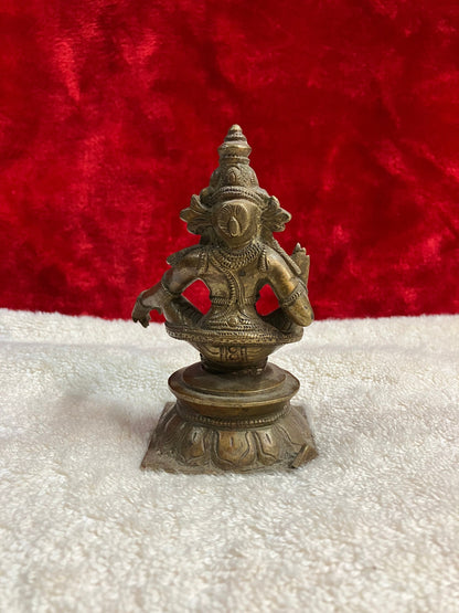 Vintage bronze idol of ayyappa swamy / ayyanar / dharmashasta