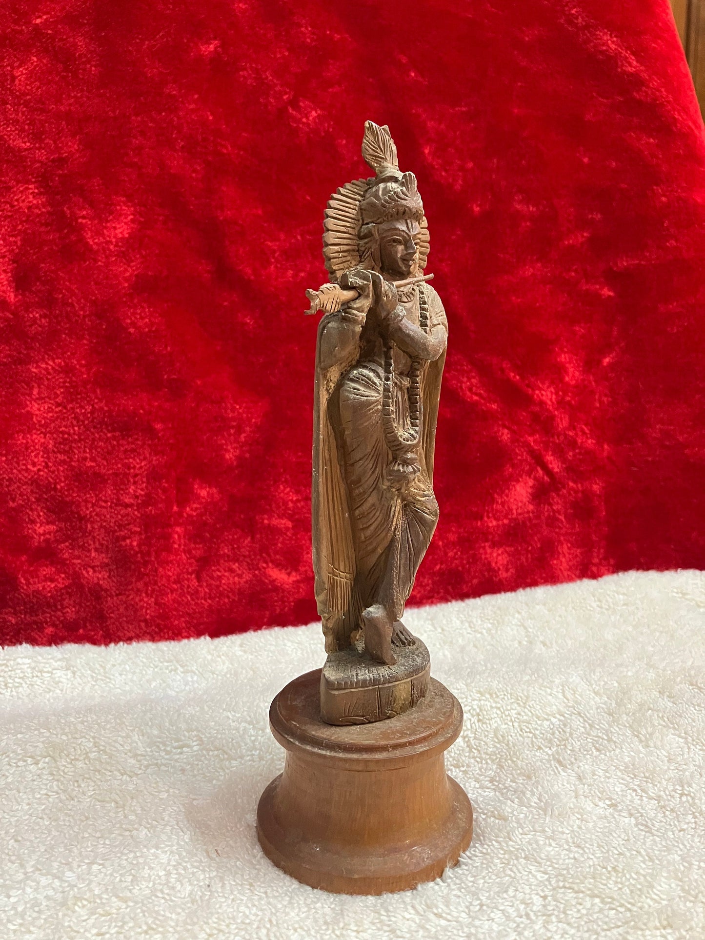 vintage sandalwood krishna figurine