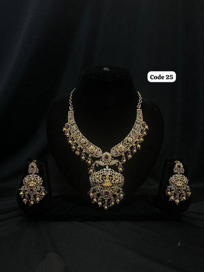 Panchaloha made gold polished Mayura lakshmi grand choker necklace