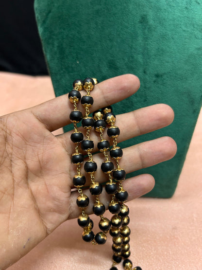 Panchaloha made gold polished Karungali mala ebony wood mala sacred traditional