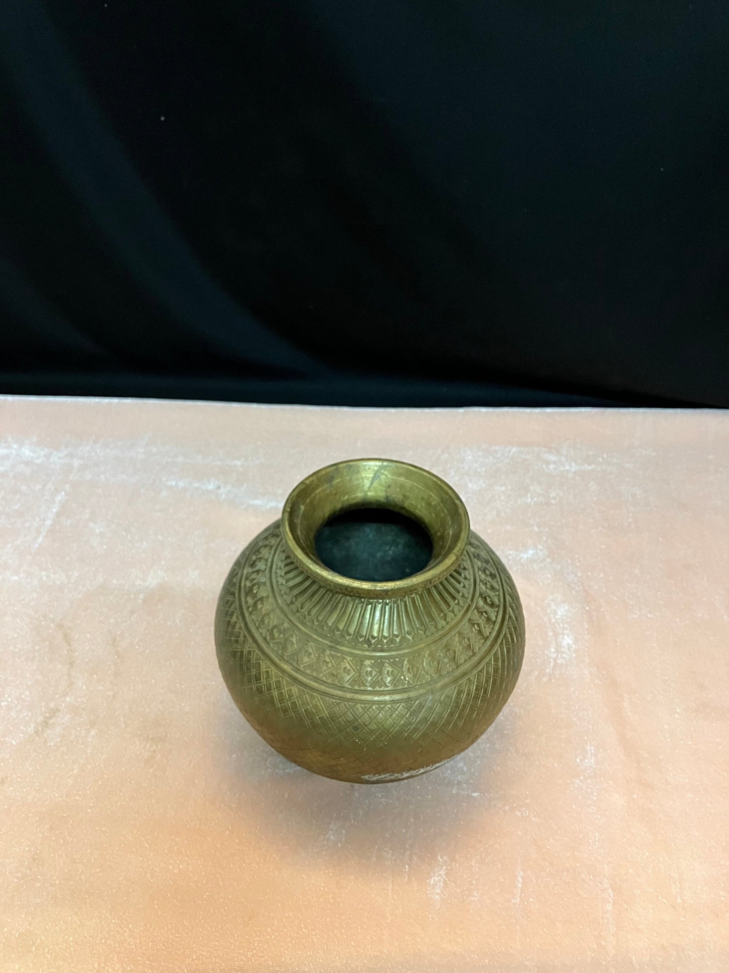 Vintage bronze cast pooja kalsha pot with intricate designs