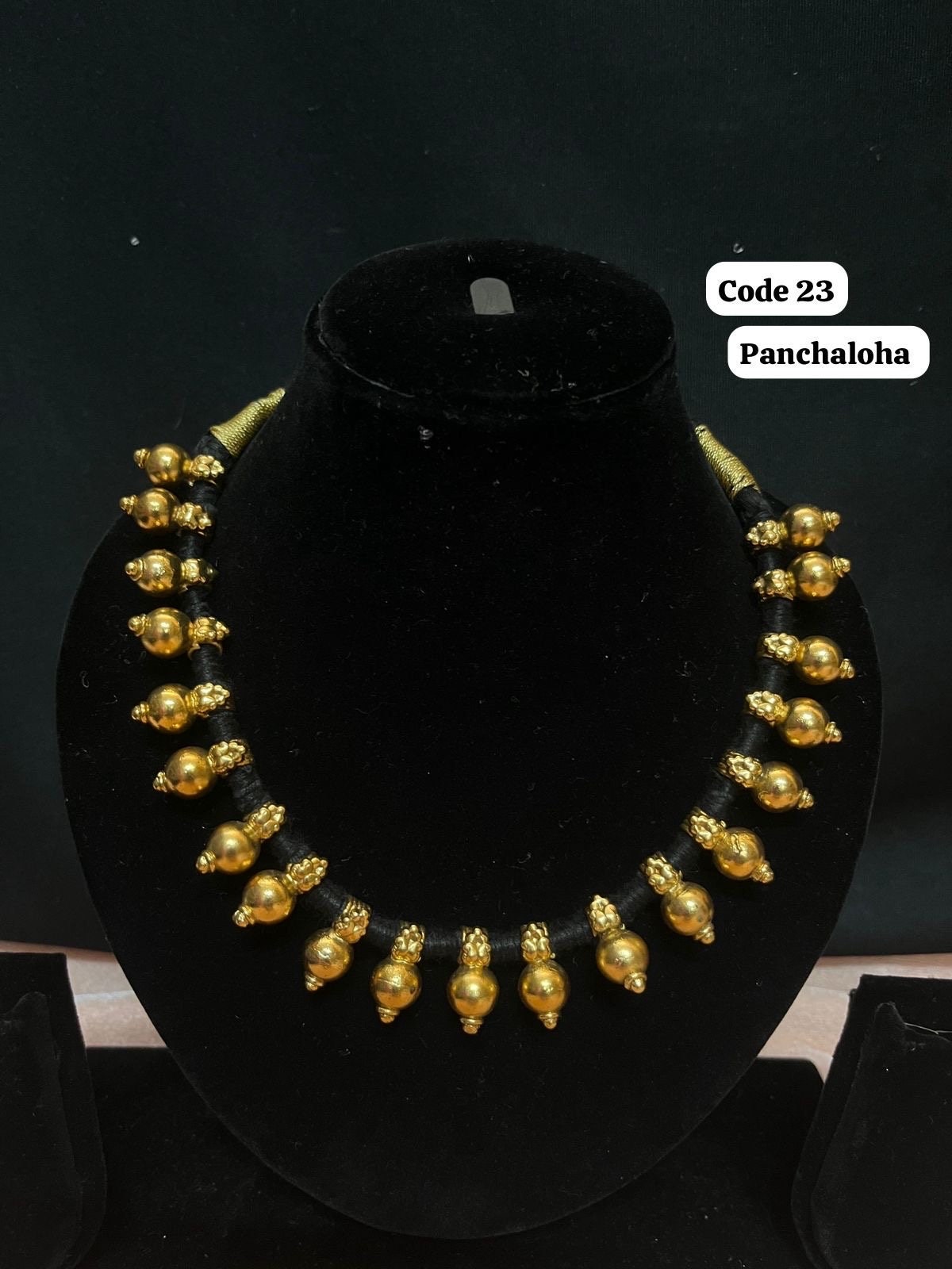 panchaloha made gold polished gundu mani mysore style necklace traditional for lakshmi gowri