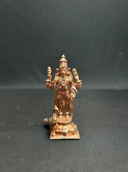 Prasiddh copper idols presents copper idol of subramanya swamy / karthikeya swamy / murugan with peacock