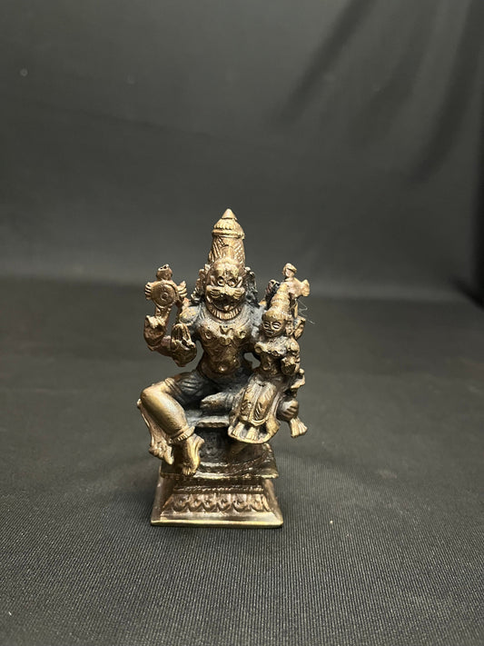 Prasiddh copper idols presents copper idol of lakshminarasihma swamy / lakshmi narasimha in antique polish