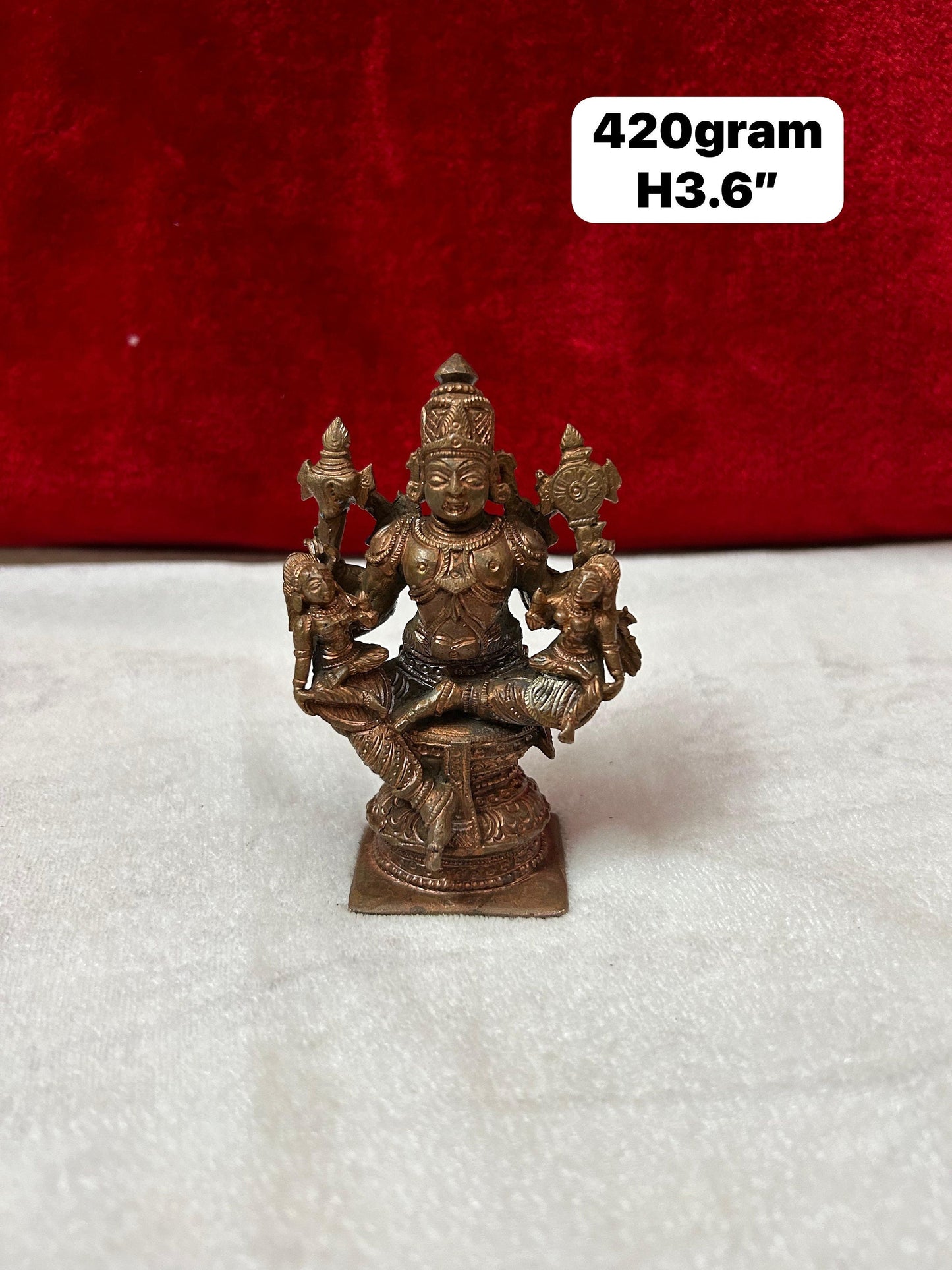 Copper made Vishnu with sreedevi bhudevi/ narayana with sreedevi bhudevi/ sreenivasa with lakshmi and padmavathi