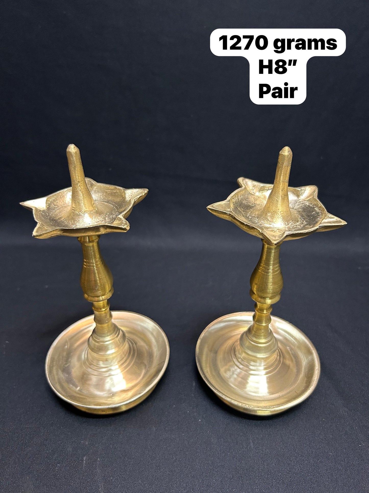 Panchaloha handcrafted solid casted pancha deepa pair pillar lamps