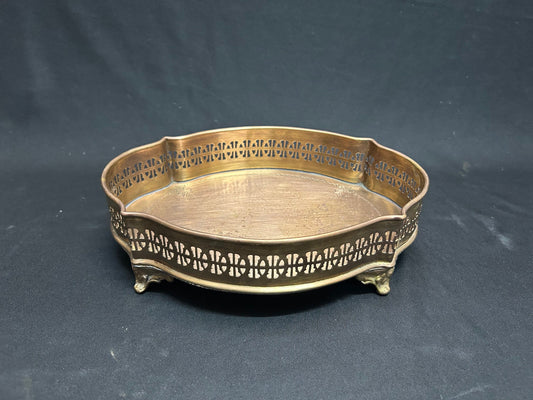 Vintage brass made jali cut table tray