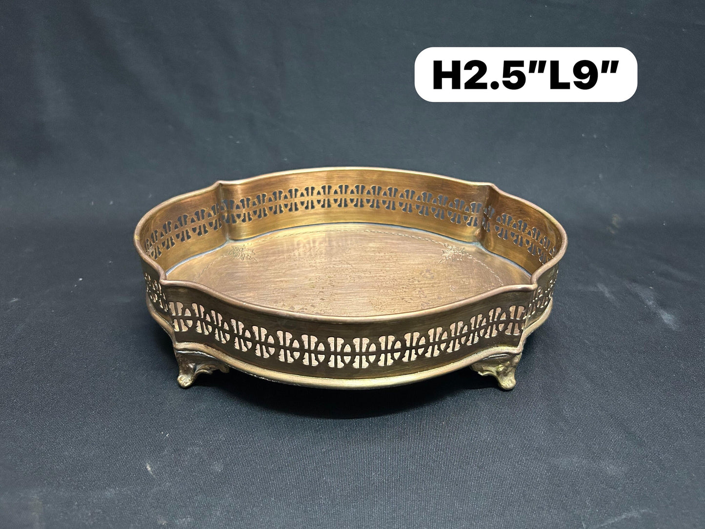 Vintage brass made jali cut table tray