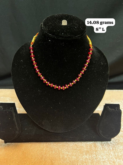 Gold beads ruby necklace for god idols / decor