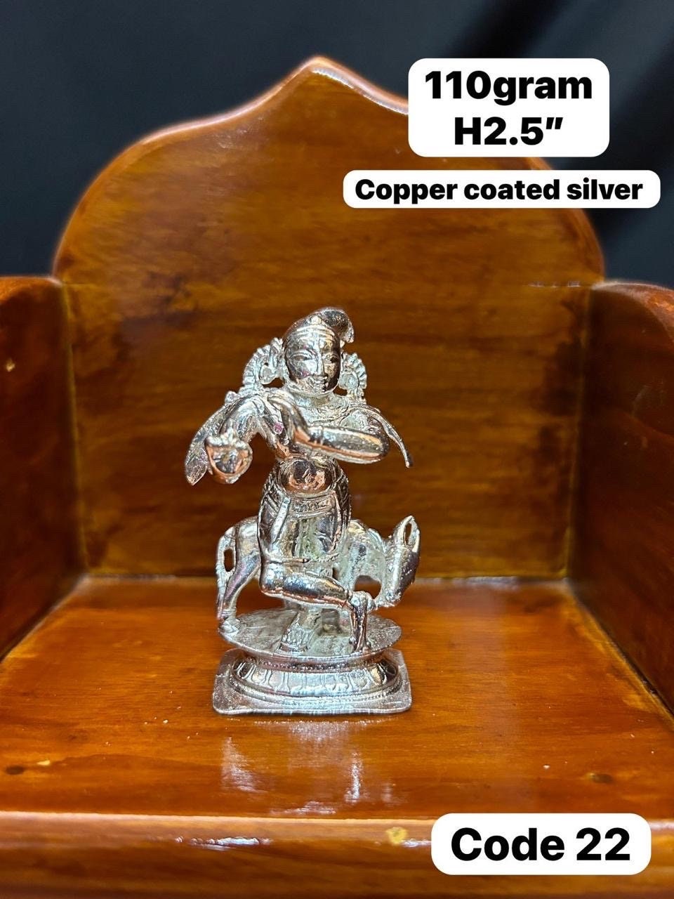 copper made silver plated gopala krishna