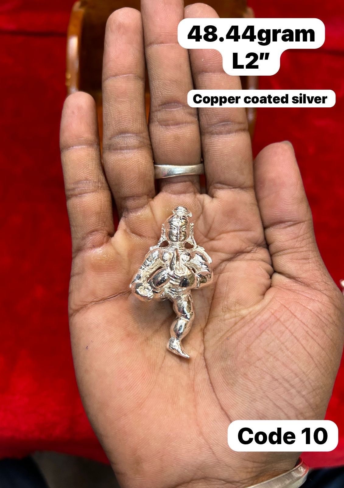 copper made silver plated sleeping krishna