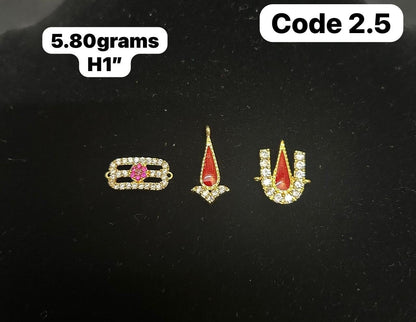 Panchaloha made gold polished set of 3 forehead ornament for idols