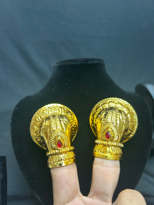 Panchaloha made gold polished set of 2 thiru kundalam crown kiritam