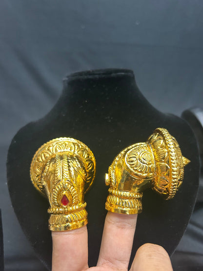 Panchaloha made gold polished set of 2 thiru kundalam crown kiritam