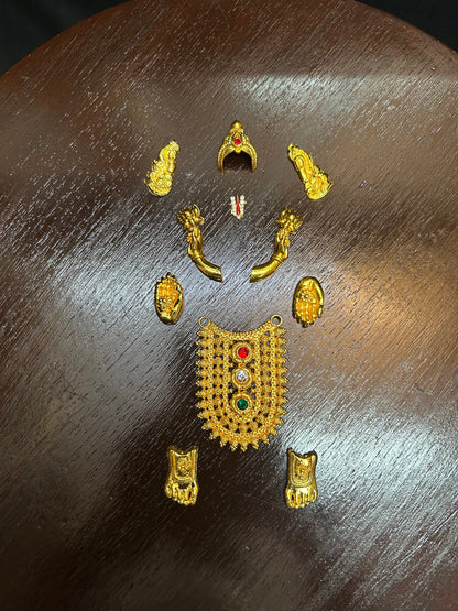 Prasiddh Copper Idols presents panchaloha made gold polished alankara set for god idols