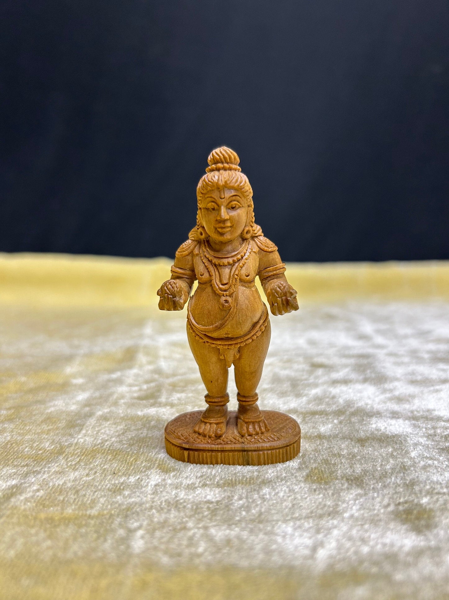 Vintage sandalwood made double butter ball krishna idol